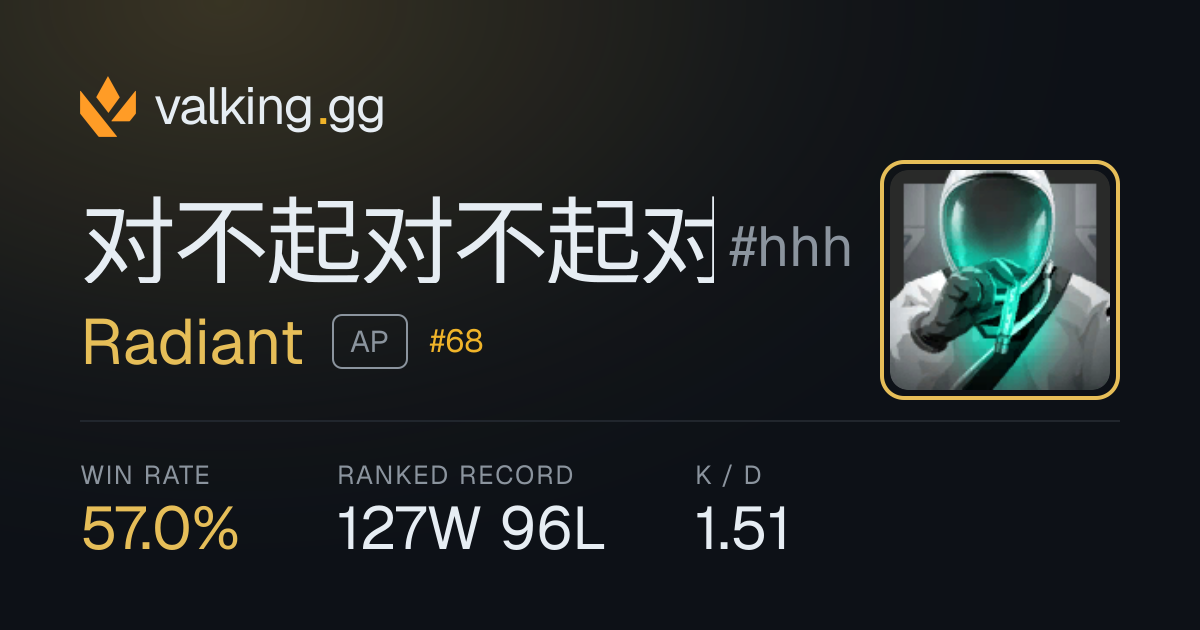 对不起对不起对不起对不起#hhh - VALORANTプロフィール、ランク、統計