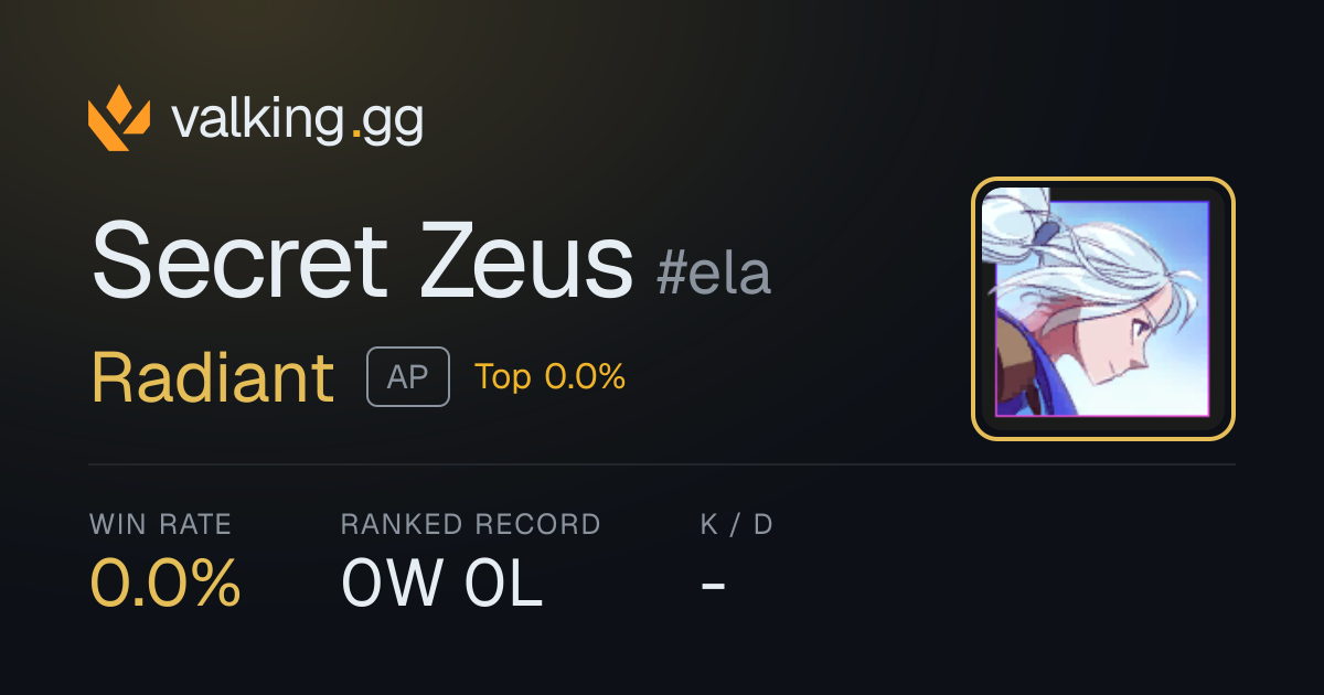 Secret Zeus#ela - 발로란트 프로필, 랭크, 통계 | valking.gg